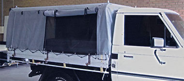 Standard ute canopy with addition of mesh sides for ventilation